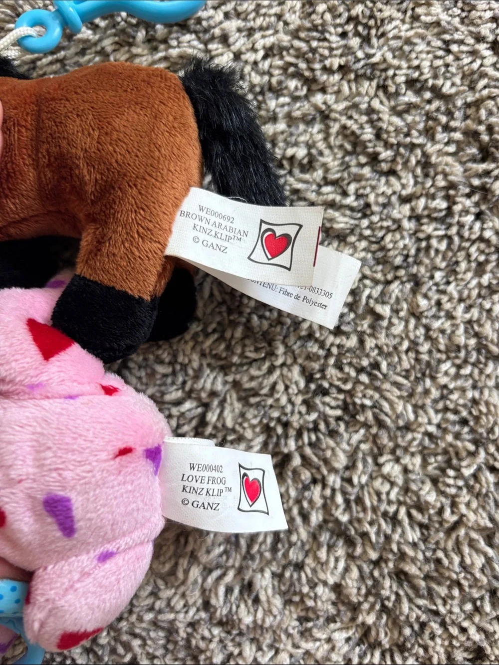 Webkinz Love Frog and Brown Arabian Horse Keychain Kinz Klip
